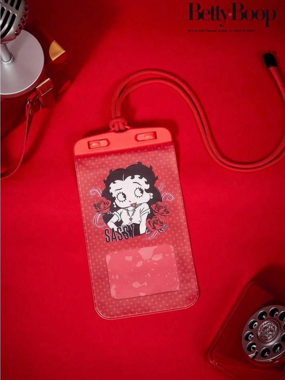 Betty Boop Pink-Red Waterproof Phone Pouch with Graphic